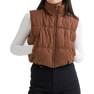 Chaleco corto de invierno para mujer, prenda de vestir, ligera, sin mangas, cálida, acolchada - Product Image 1