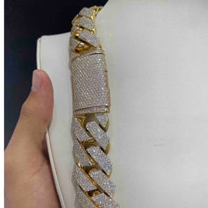 Chaîne cubaine en or plaqué rhodium de luxe, sertie de diamants, 50 carats, moissanite VVS, collier statement hip hop pour cadeau de fête - Product Image 3