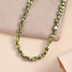 Natural Oval Cut Peridot Tennis Necklace Sterling Silver Women Tennis August Birthstone Necklace Women Gift Necklace Party Wear - Product Image 5