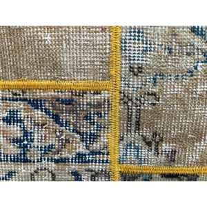 Alfombra Vintage, Pequeña, 2.7x4.1 pies, Alfombra Turca, Alfombra de Lana a Rayas Azules y Amarillas - Product Image 5