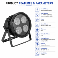 Nouvelle Lampe Matricielle LED d'Extérieur Étanche IP65 pour Scène, 4 Yeux 4x50W CW/WW 3200K-5600K Émission Blanc Chaud, Contrôle DMX512