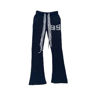 Custom High <b>Men's</b> Mohair Sweatpants Flared <b>Trousers</b> Straight Jacquard Stacked Fuzzy Pants Design Jogger Style Knitted Pants - Product Image 6