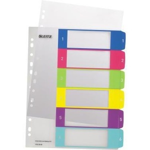 Leitz WOW DIN <b>A4</b> Extra Wide Multicolor Polypropylene File <b>Folder</b> Accessories Register 1-6 Numbering System - Product Image 1