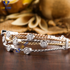 Diamante de corte brillante redondo de 2,00 CT, pulsera de oro amarillo, blanco y rosa, joyería de diamantes Hpht-Cvd - Product Image 2