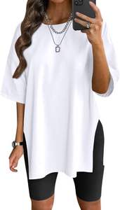 T-shirt personnalisé pour femmes T-shirt en coton OEM avec logo de sérigraphie Haut tendance à manches courtes pour tenue décontractée - Product Image 4