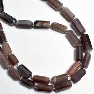 Tubes en pierre de lune en chocolat à facettes en forme de tube naturel Collier à facettes fantaisie en vrac Vente en gros Tube de pierre de lune Perles d'espacement - Product Image 2