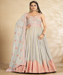 Precio al por mayor de moda de rayón algodón bordado secuencia de trabajo Lehenga Choli Dupatta indio pakistaní étnico prendas de vestir fiestas ropa - Product Image 4