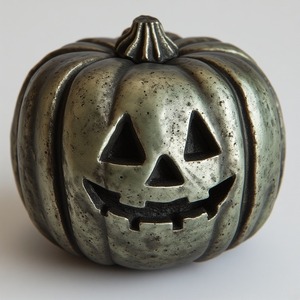 Decorative aluminium pumpkin sculpture, patina polish handmade charm, crafted for refined <b>Halloween</b> seasonal decor - Product Image 3
