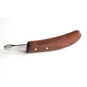 Cuchillo para Pezuñas de Acero Inoxidable con Mango Curvo de Madera, Herramienta Profesional para el Cuidado Veterinario y el Recorte de Pezuñas de Caballos - Product Image 1