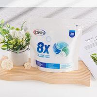 Capsules de lessive écologiques Power-Clean 4-en-1, détergent en gel jetable pour vêtements, film PVA, couleur, 30 unités, 30%-50% actif, 0,36 kg