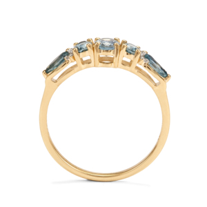 Bague en or 9 carats plaqué rhodium avec saphir du Montana et zircon blanc 1,15 ct, taille Radiant et taille émeraude - Product Image 3
