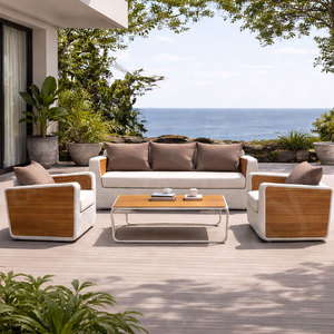 Ensemble de meubles de patio d'extérieur en <span class=keywords><strong>osier</strong></span> blanc de luxe, 4 pièces, canapés à une et deux places avec table basse pour <span class=keywords><strong>salon</strong></span> ou villa - Product Image 3