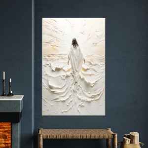 Cuadro en lienzo de Jesús caminando hacia la luz: Ascensión espiritual, decoración sagrada, estirado sobre lienzo para galería - Product Image 1