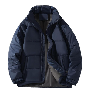 Meilleures ventes en gros Manteau d'hiver de couleur unie de haute qualité pour l'extérieur, chaud et épais, manteau pour hommes, veste bouffante avec logo personnalisé - Product Image 4