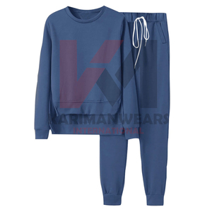 เสื้อสเวตเตอร์สีทึบของผู้หญิงเซ็ต2ชิ้นเสื้อสเวตเตอร์คอกลมเสื้อวอร์มเสื้อวอร์มเสื้อสวมหัวมีชายเสื้อแบบไม่สม่ำเสมอฤดูใบไม้ร่วง - Product Image 1