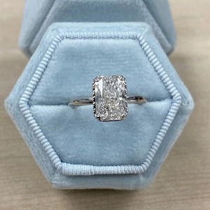 Anillo de Bodas de diamante cultivado en laboratorio de corte radiante de Color D excelente corte VVS hermoso anillo de Plata de Ley 925 regalo de boda para ella - Product Image 4