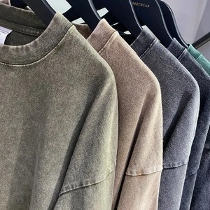 เสื้อยืดสำหรับผู้ชายผ้าฝ้ายฟอกสีแบบวินเทจฟอกสีกรด100% ลายแดดซีดจาง - Product Image 2