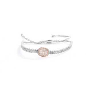 925 Sterling <b>Silver</b> Double-Sided <b>Bracelet</b> with Grey Braided Design Black and White Zircon Stones Crystal <b>Bangle</b> Product - Product Image 4