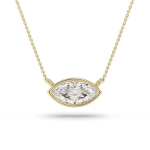 Colgante solitario con diamante de corte marquesa engastado en bisel, de oriente a oeste, de 0.30 ct, diamante cultivado en laboratorio en platino, para fiestas, de lujo. - Product Image 3
