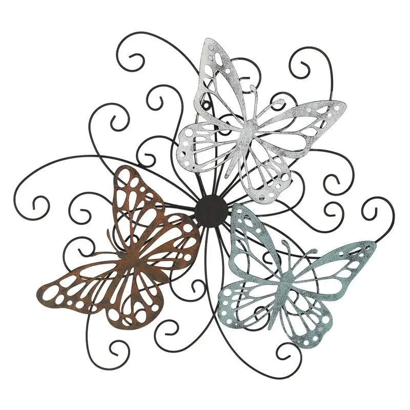 Metal Butterfly Wall Decor Scrolled Urban Design Decoration for Modern Homes Living Room Bedroom Hallway