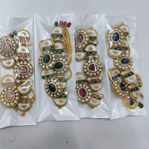 Luxe Premium fabriqué à la main Kundan ensemble de bijoux de mariée en laiton collier boucles d'oreilles pour les mariées intemporel traditionnel mariage Look cadeau - Product Image 1