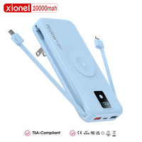 Chargeur rapide 22,5 W avec câble intégré, prise secteur, batterie Li-Polymère portable 10000 mAh, affichage LED, Power Bank pour iPhone
