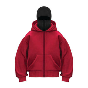 Wholesale Designer White Fall Winter <b>Zip</b>-<b>up</b> Hoodie Custom Logo Embroidered Fashion Balaclava Front Hooded Crop Length Solid - Product Image 4