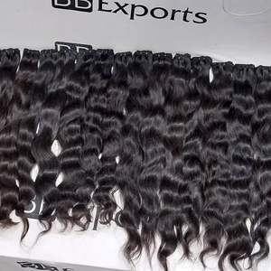 Venta al por mayor de extensiones de cabello Virgen de la India del sur de la máquina de trama de doble dibujado paquetes de cabello humano natural - Product Image 1