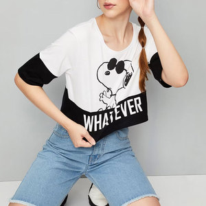 Media manga, el mejor diseño impreso, camisetas cortas para mujer, Material de algodón de la mejor calidad, nuevas camisetas cortas de talla grande para mujer - Product Image 4