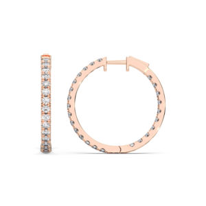 Soft Elegance 2.00Ct Round Lab Grown Diamond Hoop Pendientes 14K Rose Gold Out con bisagras al por mayor OEM - Product Image 2