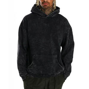 เสื้อฮู้ดดี้ผู้ชายสไตล์วินเทจ ทรงโอเวอร์ไซส์ น้ำหนักเบา ผ้าฝ้าย 100% ล้างสีแบบแอซิดวอช สำหรับฤดูหนาว รับผลิตตามสั่ง (OEM) ขายส่ง ปรับแต่งได้ - Product Image 1