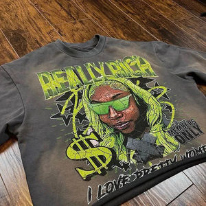 Tops à manches personnalisés pour hommes et femmes, style punk rock hip hop, imprimé graphique de dessin animé, t-shirt surdimensionné Harajuku - Product Image 3