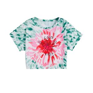 Venta al por mayor nueva moda Crop Top Multicolor 100% algodón Sexy mujeres Tie Dye camisetas - Product Image 4