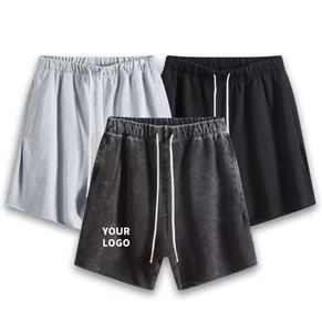 Logo personnalisé OEM, baggy de haute qualité en coton 410 g/m², pantalon court unisexe uni, lavé à l'acide, surdimensionné, pour la course à pied, vêtements de rue pour hommes - Product Image 1
