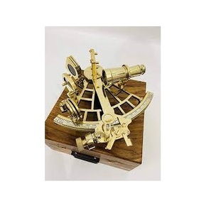 Nouveau laiton brillant nautique Sextant marin Maritime ancien style Vintage Maritime en laiton massif Sextant avec boîte-cadeau en verre en bois - Product Image 5