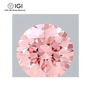 Hot Sale Round Cut Vivid Pink Color Synthetic Lab Grown Diamond IGI Certified 0.73 Carat VS1 Clarity CVD Loose Diamonds