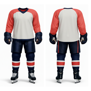 ชุดยูนิฟอร์มฮอกกี้น้ำแข็งสีแดงขาวระบายอากาศได้ดี - ออกแบบโลโก้ของคุณเอง ชุดกีฬาแขนเสื้อแบบแร็กแลน แห้งเร็ว เหมาะสำหรับการฝึกซ้อม - Product Image 3