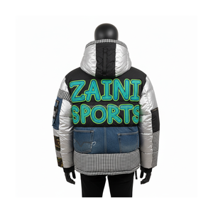 Veste matelassée élégante, tissu en nylon et polyester matelassé de qualité supérieure, veste matelassée à broderie d'appliques personnalisée à panneaux multicolores pour homme - Product Image 2