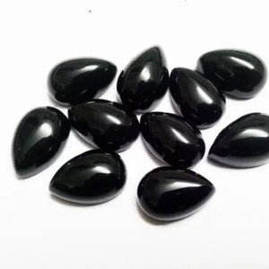 4mm 5mm naturel noir spinelle lisse poire lâche calibré Cabochon prix de gros pierres pour la fabrication de bijoux collier Bracelet - Product Image 1