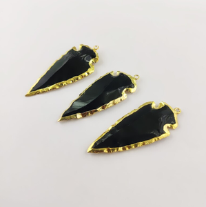 Best Quality Hot Sale Natural Obsidian Arrowhead Pendant <b>Necklace</b> by Alif <b>Crystal</b> and Agate - Product Image 2