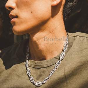 14K oro blanco y Plata de Ley 925 10mm Iced Greek Key Hip Hop Chain para hombres Moissanite Jewelry - Product Image 5