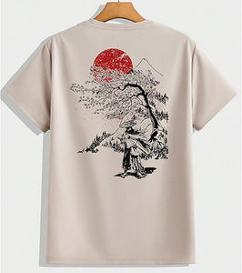 Conjunto informal de dos piezas de verano para hombre de algodón 100%, camiseta lisa transpirable y pantalones cortos con estampado personalizado - Product Image 4