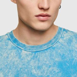 Camiseta de Manga Corta con Cuello Redondo y Estampado Tie-Dye para Hombre, Corte Regular, Informal, 100% Algodón Jersey, Tejido con Patrón - Product Image 4