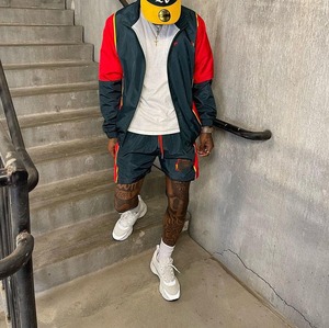 Ensembles pour hommes sur mesure Ensemble short et coupe-vent deux pièces en polyester et nylon avec fermeture éclair Ensemble short et survêtement pour hommes - Product Image 4