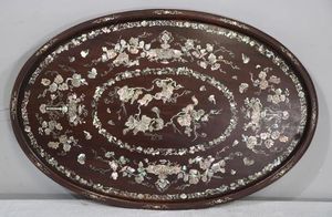 <b>Mother</b> of Pearl Serving Decorative Tray Wood Shell Tray Bone Inlay Decorative Middle East Arabian Style Luxury Tray - Product Image 2