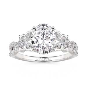 Bague de fiançailles ovale torsadée inspirée des papillons Jeulia en acier inoxydable plaqué or - Product Image 1