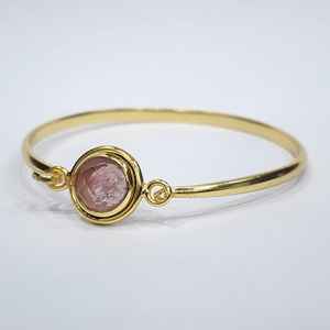 Brazalete de diseñador Vintage de Plata de Ley 925, piedra preciosa de Rodocrosita facetada chapada en oro de excelente calidad para compromiso - Product Image 6