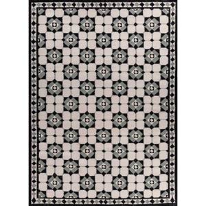 Tapis en laine tissée plate Alhambra ivoire, motif géométrique, 9x12, rectangulaire, pour salon, tapis de couloir en viscose, modèle puzzle - ADWL-13165(CS-01) - Product Image 1