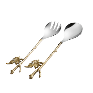 Juego de servicio de ensalada Premium de latón metálico, aspecto atractivo, artículos de cena de boda, cuchara, tenedor, juego de cubiertos, fabricante de calidad sólida - Product Image 6