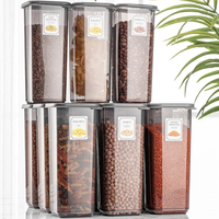Boîte de rangement alimentaire carrée moderne en plastique PP Afossa 1,9 L, personnalisable, avec couvercle hermétique, réutilisable et empilable, pour épices et garde-manger – Meilleure vente